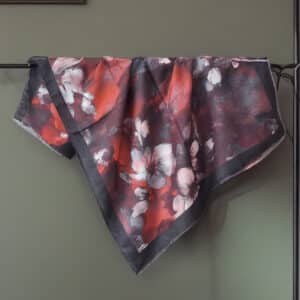 Kırmızı Gölge Çiçek Desen Şal