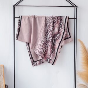 Doğa Leopar Desenli Pudra Şal