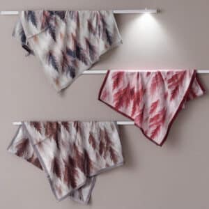 Yaprak Düşü Etnik Desen Üçlü Şal Seti