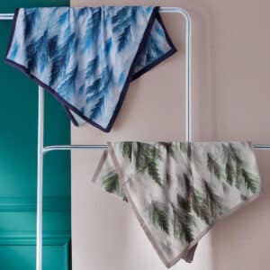 Yeşil Mavi Harmoni Etnik Desen İkili Şal Seti